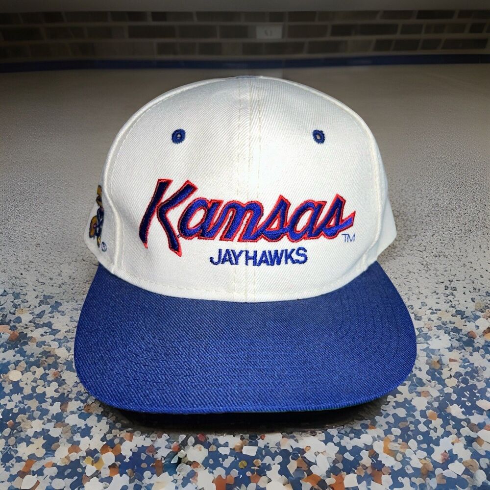 Vintage Kansas Jayhawks Sports Specialties Script Wool Blend Snapback Hat Cap